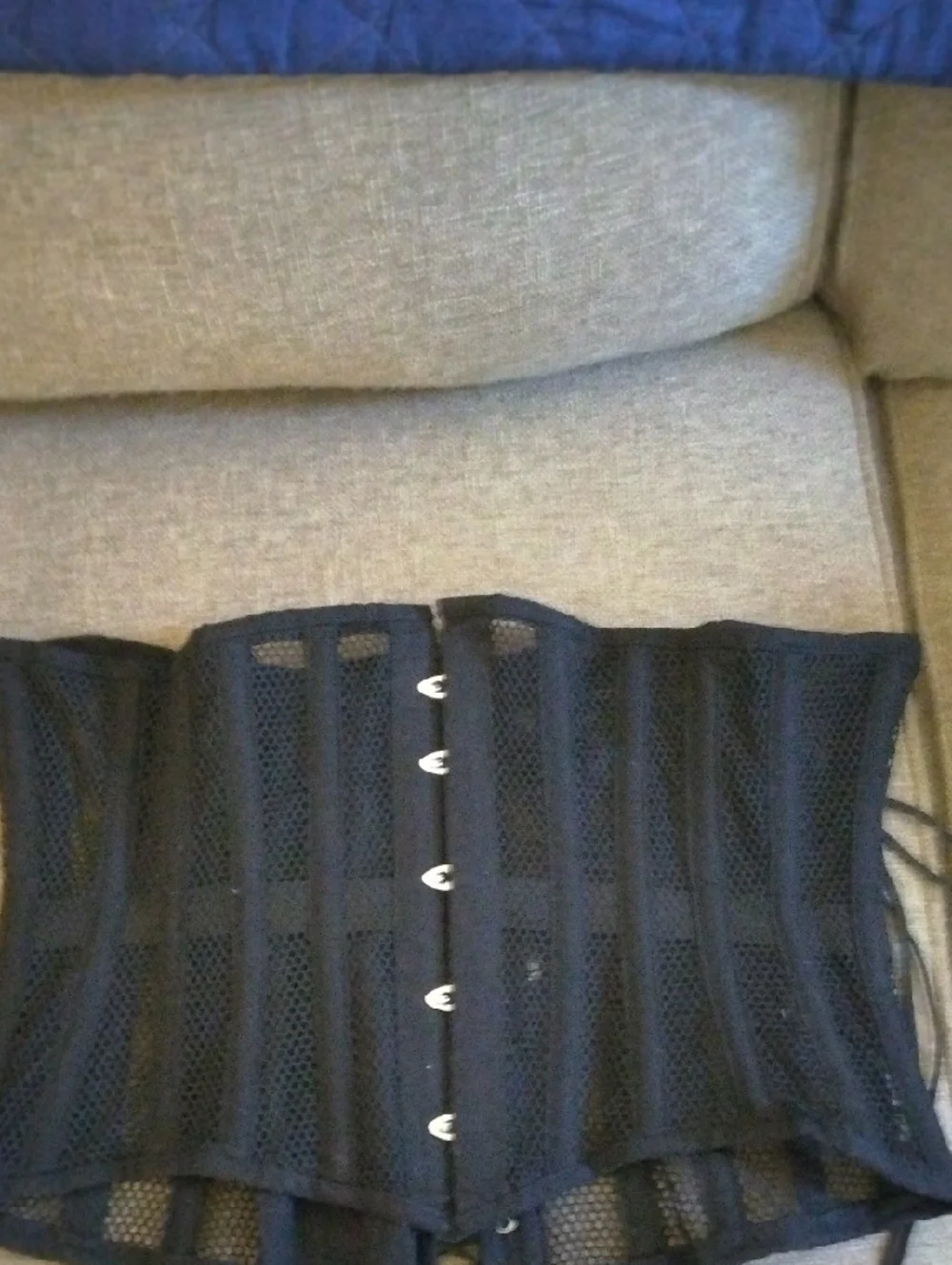 Orchard Corset Black Mesh Waist Cincher Metal Bone Corset - Picture 1 of 3